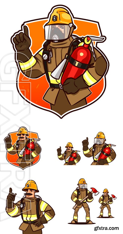 Stock Vectors - Firefighter character giving advice. cartoon illustration isolated on white