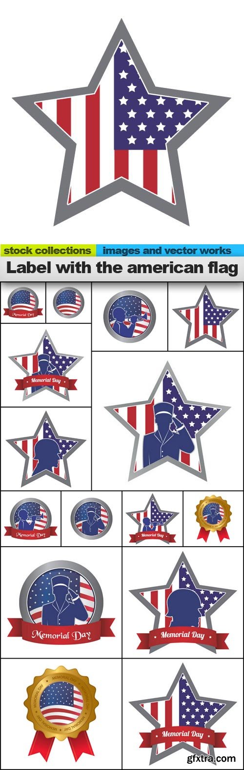 Label with the american flag, 15 x EPS