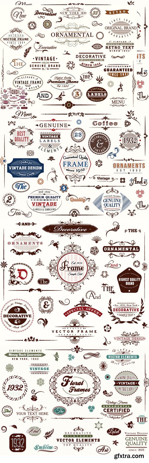 OrnamentZilla 2 - 566 Super Premium Vintage Vector Elements with Editable Text & Huge Bonus