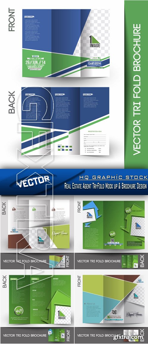 Stock Vector - Real Estate Agent Tri-Fold Mock up & Brochure Design