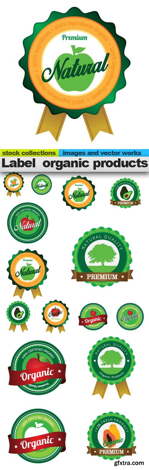 Label organic products, 15 x EPS