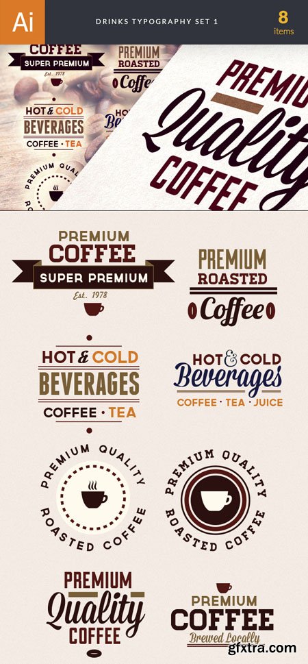 Drinks Typography Vector Set 1 (Re-Up)