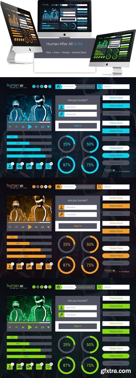 Human After All -  UI KIT (Blue, Green and Orange)