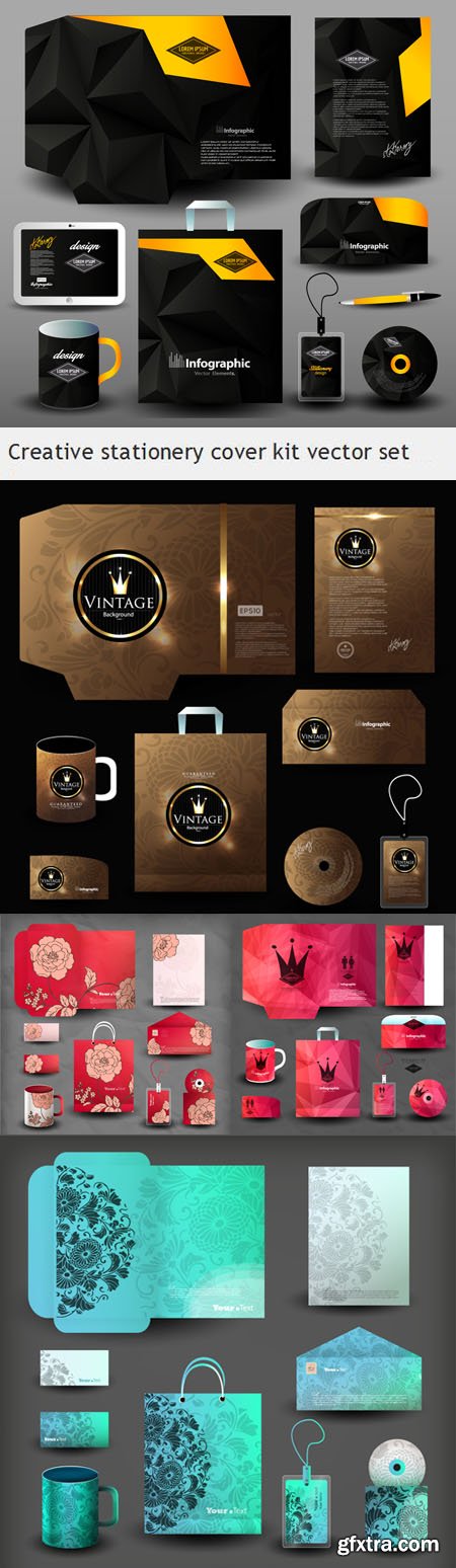 Creative Stationery Cover Kit Vector Set