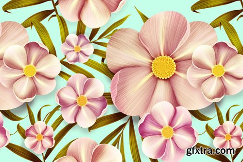 CM - Tropical anemone flowers seamless