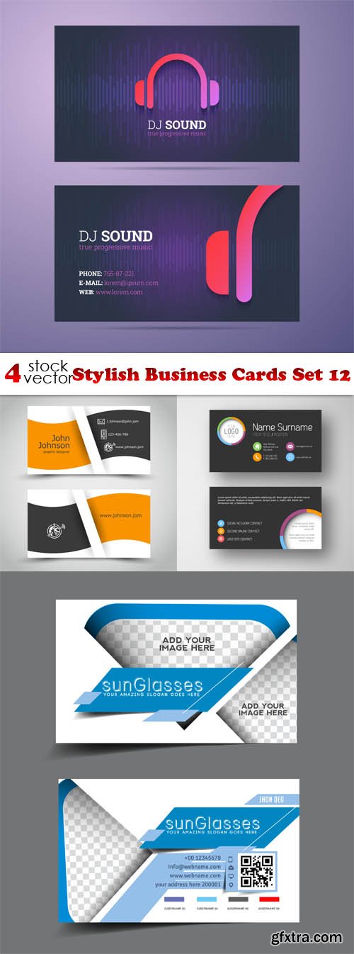 Vectors - Stylish Business Cards Set 12