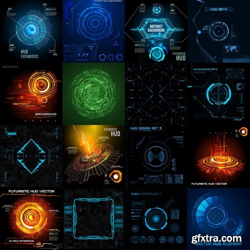 Collection of vector web design elements picture background is a futuristic high-tech 25 Eps