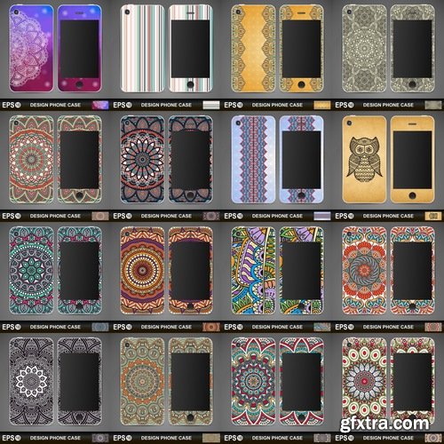 Collection of vector image design covers for mobile phone case design element 25 Eps