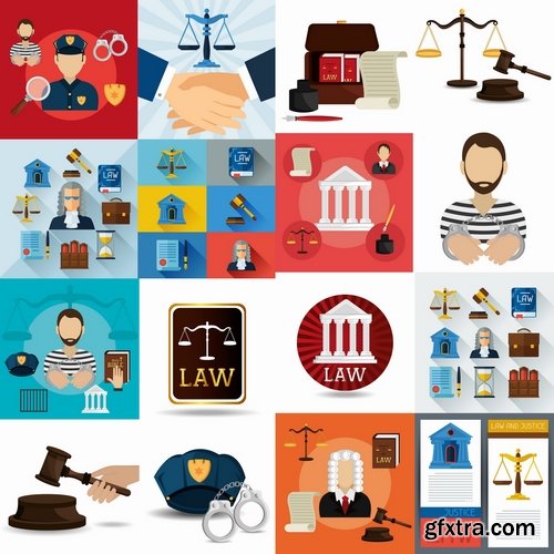 Collection of vector image law judge concluded infographics label Police 25 Eps