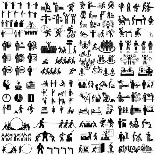 Collection of people silhouette vector picture businessman 25 Eps