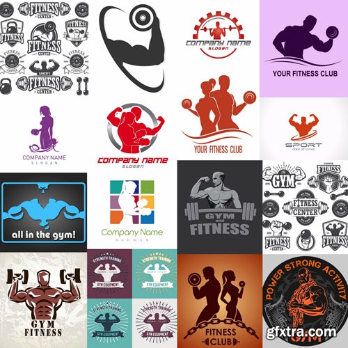 GYM Fitness Logos - 25 Vector