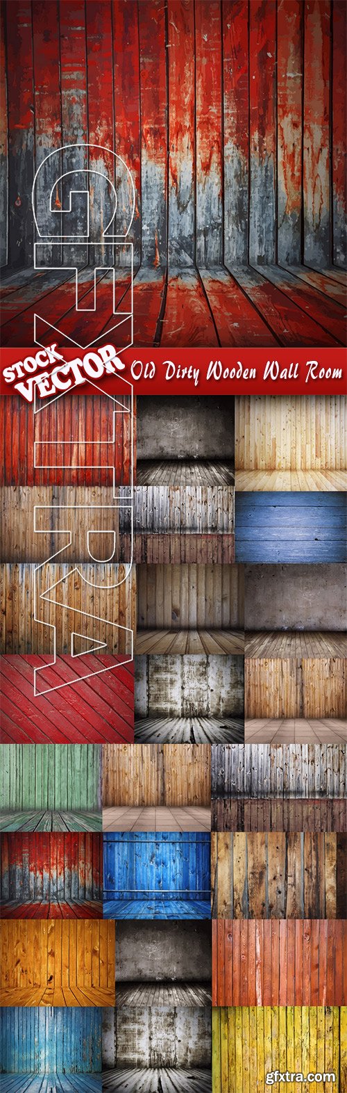 Stock Vector - Old Dirty Wooden Wall Room