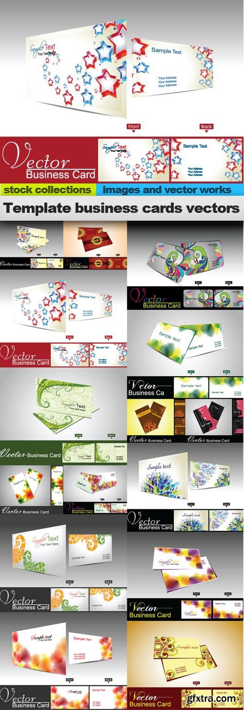 Template business cards vectors, 15 x EPS