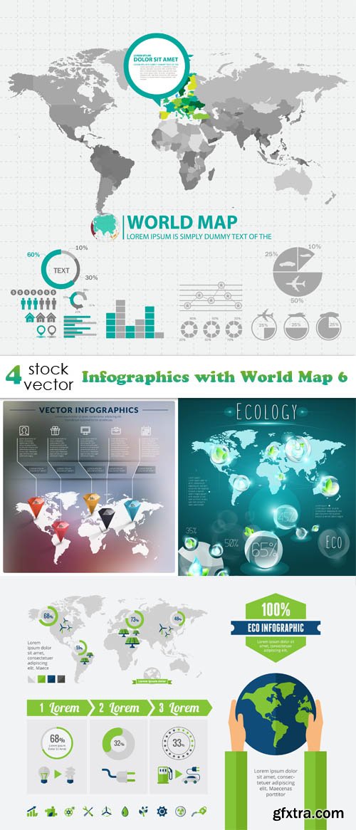 Vectors - Infographics with World Map 6