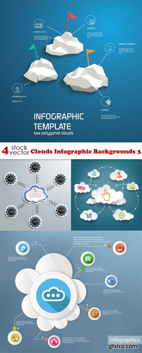 Vectors - Clouds Infographic Backgrounds 3