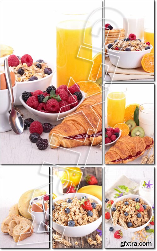 Healthy breakfast, bowl of muesli with berries fruits - Stock photo