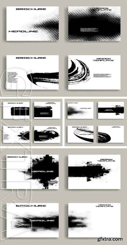 Stock Vectors - Vintage Set Of Different Grunge Textured Brochures . Retro. Black and White Patterns in Grungy Style