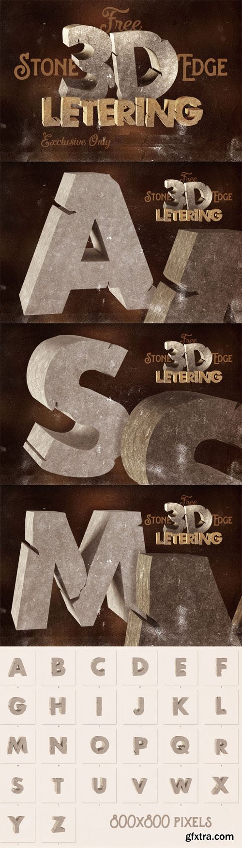 3D Stone Edge Lettering PNG Transparent