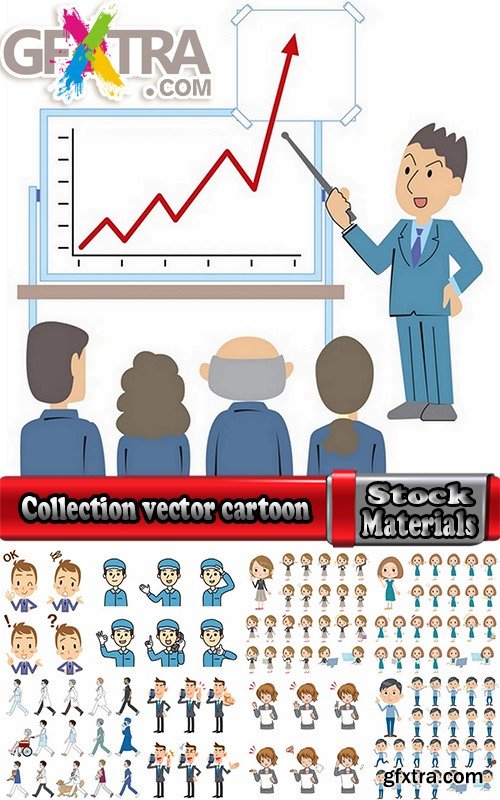 Collection vector cartoon image of different professions #2-25 Eps