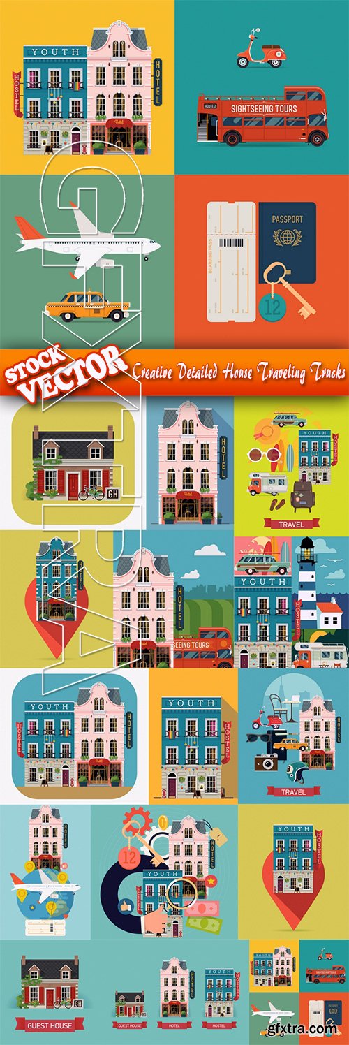 Stock Vector - Creative Detailed House Traveling Trucks