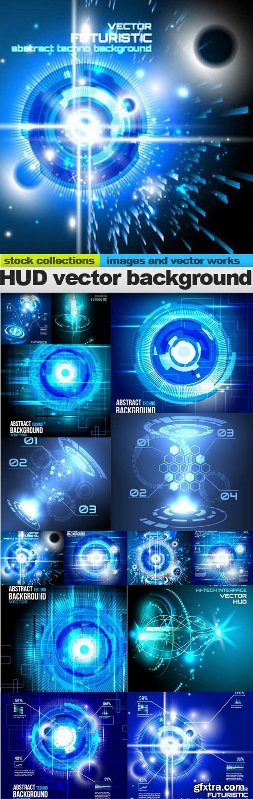 HUD vector background, 15 x EPS