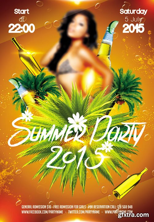 Summer party 2015 Flyer PSD Template Facebook Cover