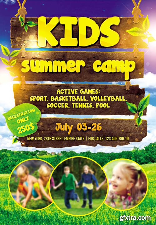 Kids Summer Camp 2 Flyer PSD Template Facebook Cover