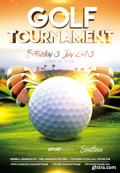 Golf Tournament Event Flyer PSD Template Facebook Cover