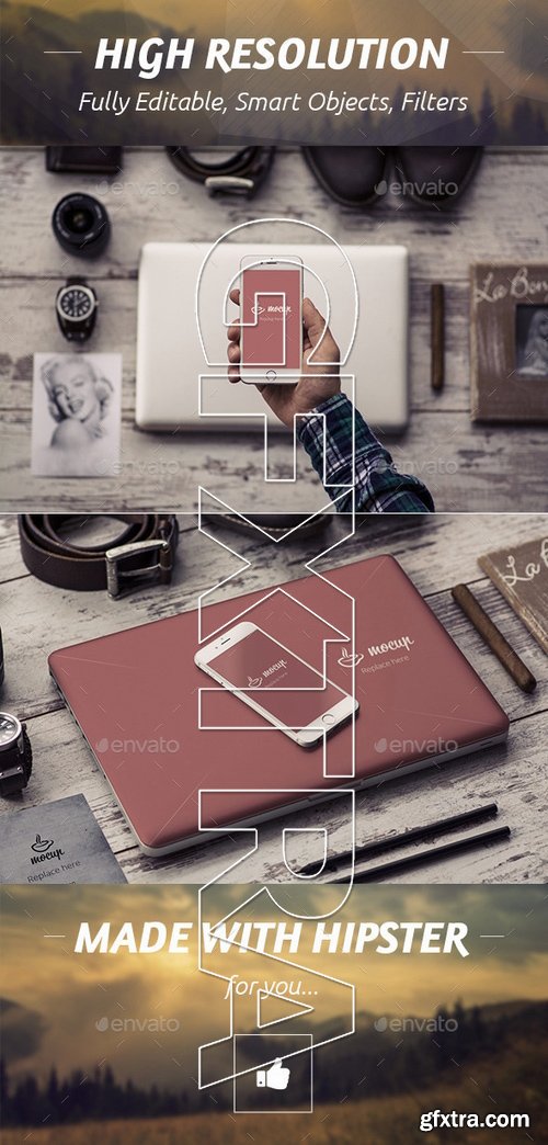 GraphicRiver - 6 PSD Mockups Hipster Style 11499200