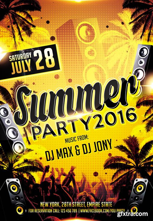 Summer party 2016 Flyer PSD Template Facebook Cover