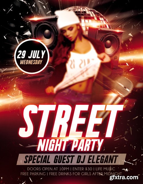 Street Night Party Flyer PSD Template Facebook Cover