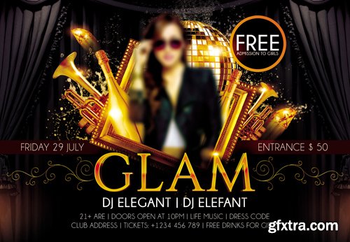 Glam Party Horizontal Flyer PSD Template Facebook Cover