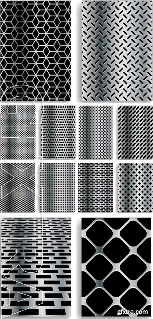 Stock Vectors - Abstract Metal Template Collection . Silver Metal Grids . Metal Speaker Set . Metal Textures