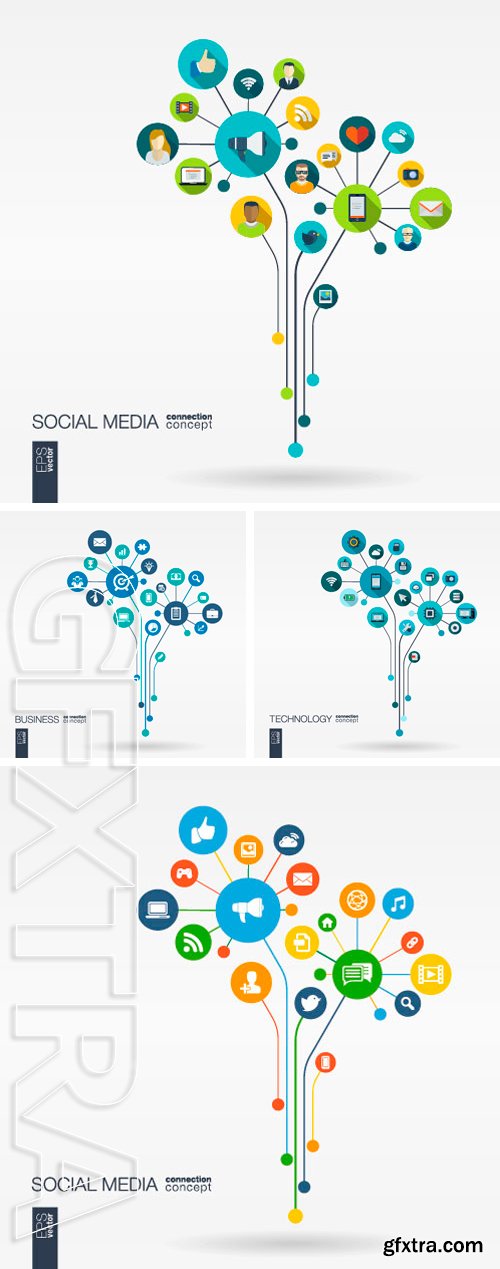 Stock Vectors - Abstract social media background with lines. . Vector interactive illustration