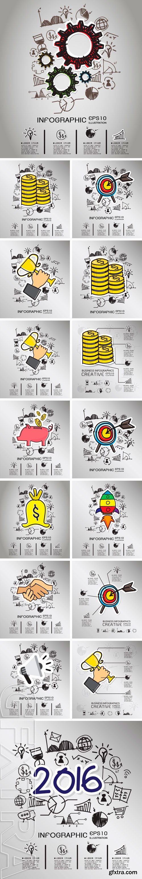 Stock Vectors - Business hand drawn concept with icons background. vector