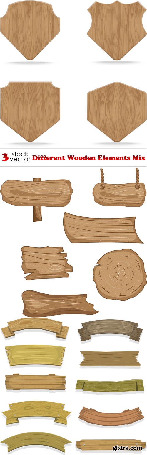 Vectors - Different Wooden Elements Mix