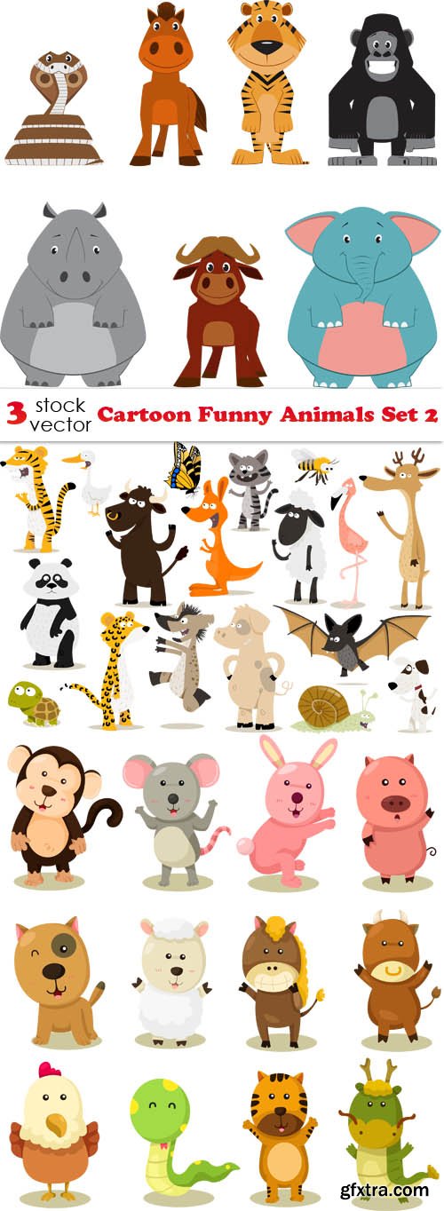 Vectors - Cartoon Funny Animals Set 2