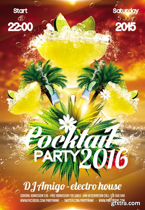 Cocktail party 2 Flyer PSD Template Facebook Cover