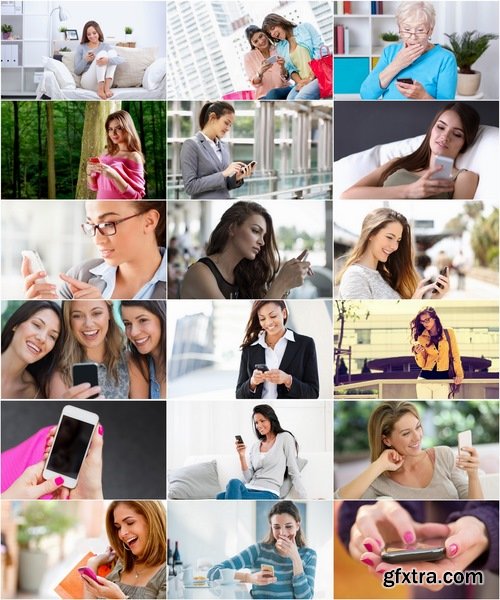 Collection of beautiful girl with mobile phone in hand mobile call interior 25 HQ Jpeg