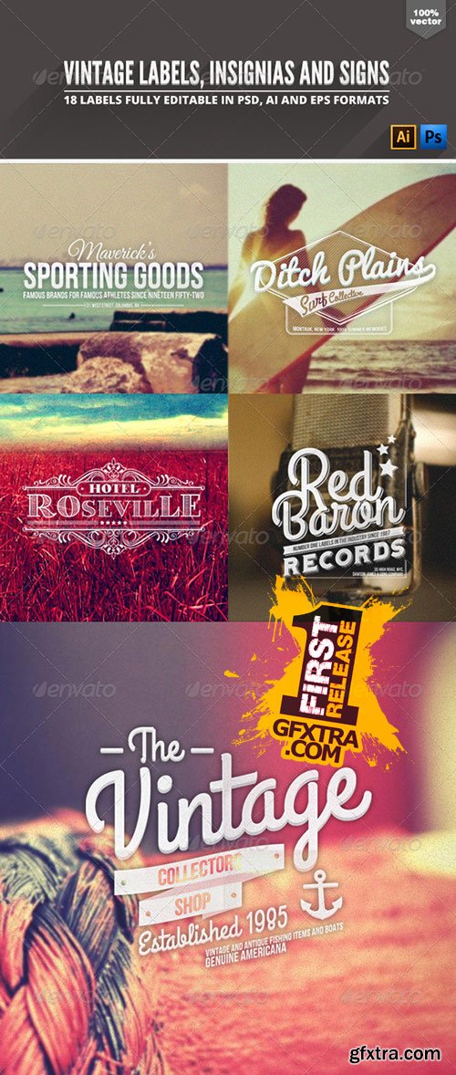 GraphicRiver - Vintage Badges Labels & Signs 6790428