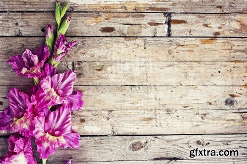 Flowers & wood background 14x JPEG