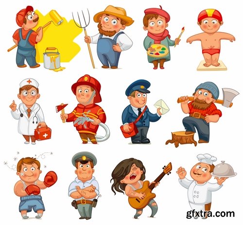 Collection of vector cartoon house painter picture painter paint brush to draw 25 Eps