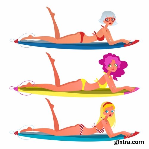 Collection of vector illustration picture summer vacation travel beach sea cocktail 25 Eps