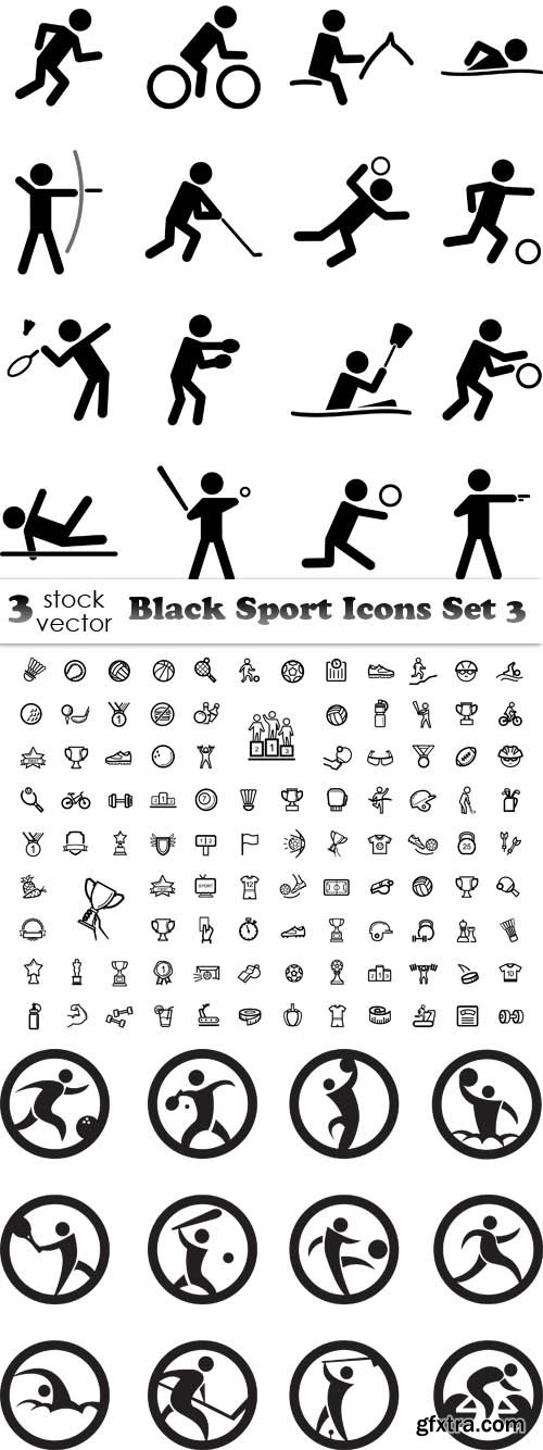 Vectors - Black Sport Icons Set 3