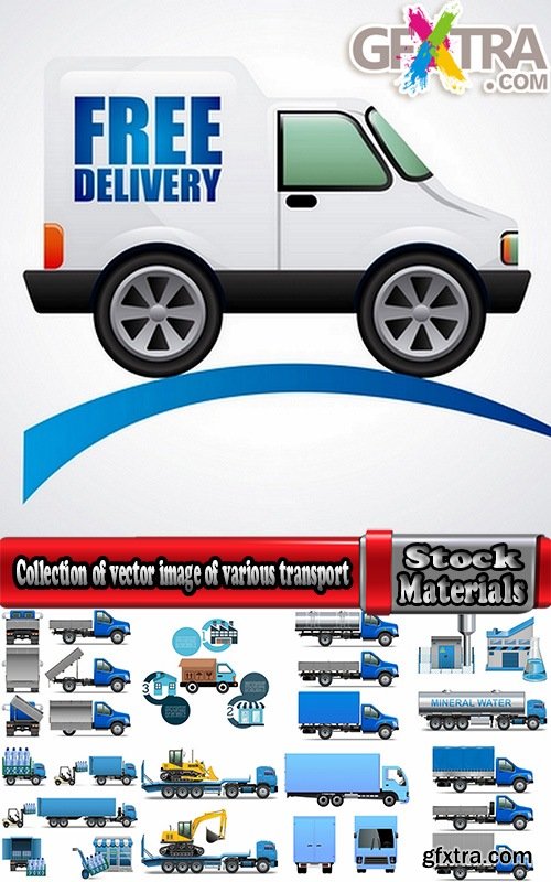 Collection of vector image of various transport truck vehicle business 25 Eps