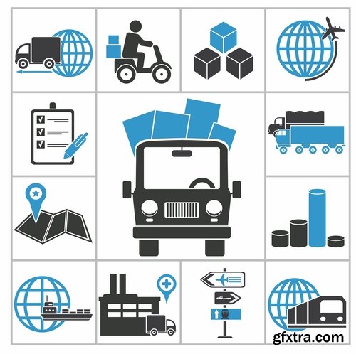 Collection of vector image of various transport truck vehicle business 25 Eps