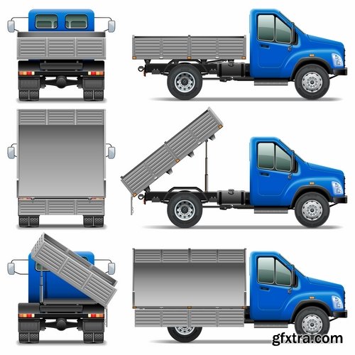 Collection of vector image of various transport truck vehicle business 25 Eps