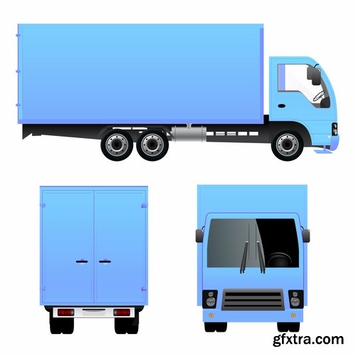 Collection of vector image of various transport truck vehicle business 25 Eps