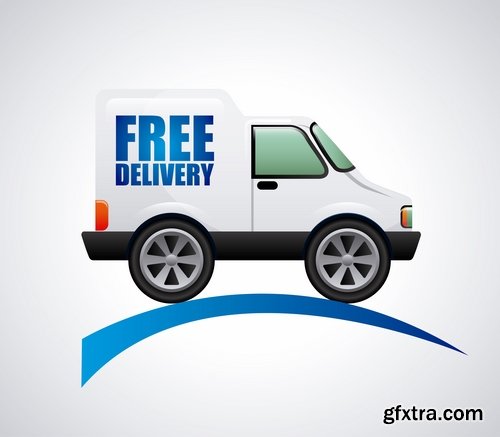 Collection of vector image of various transport truck vehicle business 25 Eps