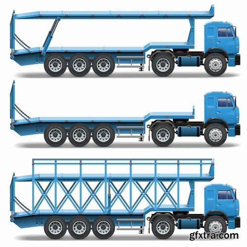 Collection of vector image of various transport truck vehicle business 25 Eps